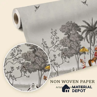 Shahi Yatra Patola Inspired Saffron Art | WP 04173 Non Woven Matte Finish Indian Style Premium Customized size Wallpaper | 150 GSM WP01MTF Paper | (MOQ = 30 Sq. Ft.) | Design change not possible