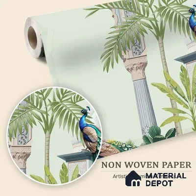Shahi Dwar Jaipur Blue Poppy Field | WP 04175 Non Woven Matte Finish Indian Style Premium Customized size Wallpaper | 150 GSM WP01MTF Paper | (MOQ = 30 Sq. Ft.)