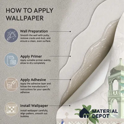 Quiet Courtyard Amber Rajput Leaf Fresco | WP 04177 Non Woven Matte Finish Indian Style Premium Customized size Wallpaper | 150 GSM WP01MTF Paper | (MOQ = 30 Sq. Ft.) | Design change not possible
