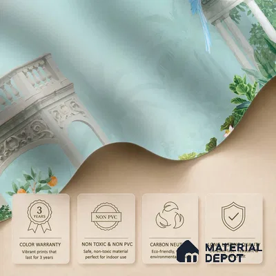 Peacock in the Palm Garden Leaf Tapestry | WP 04186 Non Woven Matte Finish Indian Style Premium Customized size Wallpaper | 150 GSM WP01MTF Paper | (MOQ = 30 Sq. Ft.)