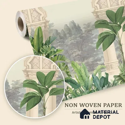Whispering Garden Arches Silk Thread Gulbahar Print | WP 04189 Non Woven Matte Finish Indian Style Premium Customized size Wallpaper | 150 GSM WP01MTF Paper | (MOQ = 30 Sq. Ft.)