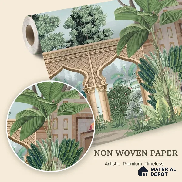 A Walk Through the Royal Garden | WP 04190 Non Woven Matte Finish Indian Style Premium Customized size Wallpaper | 150 GSM WP01MTF Paper | (MOQ = 30 Sq. Ft.)