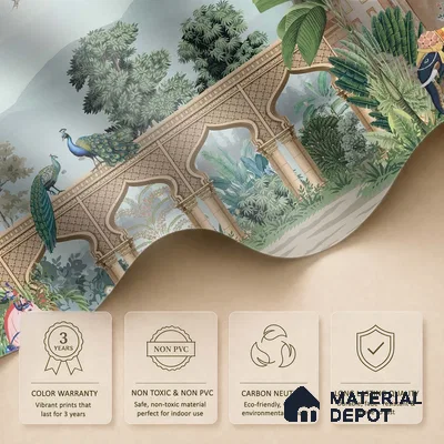 A Walk Through the Royal Garden | WP 04190 Non Woven Matte Finish Indian Style Premium Customized size Wallpaper | 150 GSM WP01MTF Paper | (MOQ = 30 Sq. Ft.)
