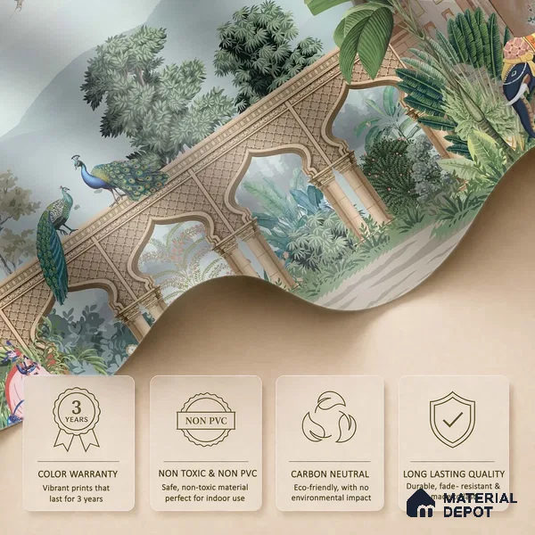 A Walk Through the Royal Garden | WP 04190 Non Woven Matte Finish Indian Style Premium Customized size Wallpaper | 150 GSM WP01MTF Paper | (MOQ = 30 Sq. Ft.)