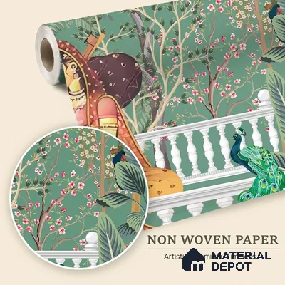 Melody in the Palace Garden Mandala | WP 04191 Non Woven Matte Finish Indian Style Premium Customized size Wallpaper | 150 GSM WP01MTF Paper | (MOQ = 30 Sq. Ft.)