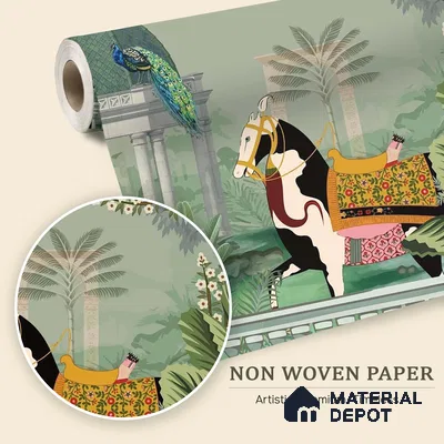 Garden of Quiet Grandeur Indigo Rose Block Texture | WP 04192 Non Woven Matte Finish Indian Style Premium Customized size Wallpaper | 150 GSM WP01MTF Paper | (MOQ = 30 Sq. Ft.)