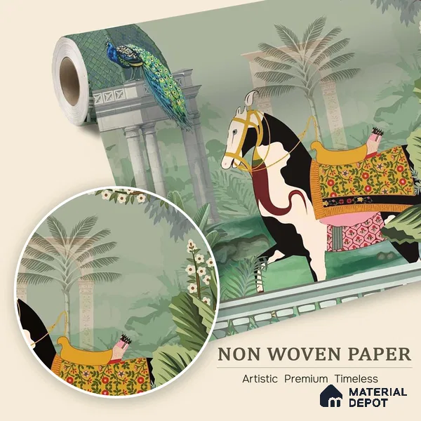 Garden of Quiet Grandeur Indigo Rose Block Texture | WP 04192 Non Woven Matte Finish Indian Style Premium Customized size Wallpaper | 150 GSM WP01MTF Paper | (MOQ = 30 Sq. Ft.)