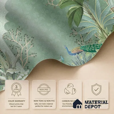 Garden Beyond the Arch Royal Mughal Floral Motif | WP 04194 B Canvas Texture Finish Indian Style luxurious Customized size Wallpaper | 250 GSM WP01CNF Paper | (MOQ = 30 Sq. Ft.)