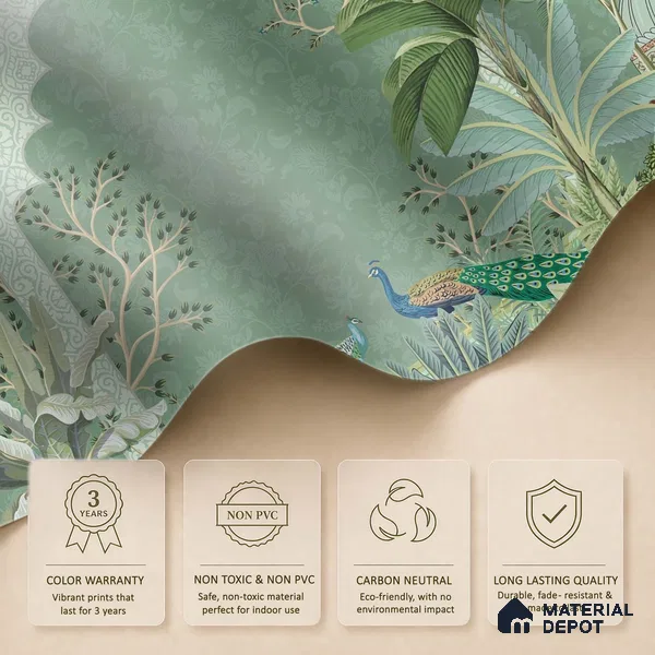 Garden Beyond the Arch Royal Mughal Floral Motif | WP 04194 B Canvas Texture Finish Indian Style luxurious Customized size Wallpaper | 250 GSM WP01CNF Paper | (MOQ = 30 Sq. Ft.)