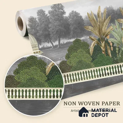 Reflections of the Palace Vedic | WP 04197 Non Woven Matte Finish Indian Style Premium Customized size Wallpaper | 150 GSM WP01MTF Paper | (MOQ = 30 Sq. Ft.) | Design change not possible