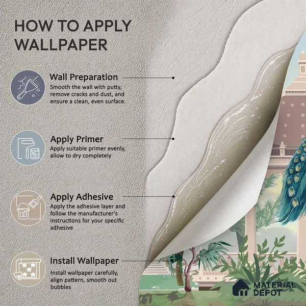 Garden Beneath the Birds | WP 04198 B Canvas Texture Finish Indian Style luxurious Customized size Wallpaper | 250 GSM WP01CNF Paper | (MOQ = 30 Sq. Ft.)