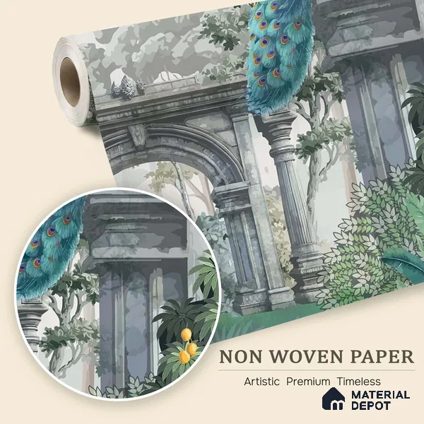 Echoes of the Forgotten Garden | WP 04199 Non Woven Matte Finish Indian Style Premium Customized size Wallpaper | 150 GSM WP01MTF Paper | (MOQ = 30 Sq. Ft.)