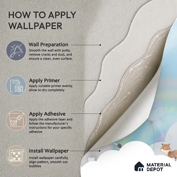 Over the Rainbow Clouds Animals Sitting On Clouds | WP 04200 B Non Woven Matte Finish Animal Print Style Premium Customized size Wallpaper | 150 GSM WP01MTF Paper | (MOQ = 30 Sq. Ft.) | Design change not possible