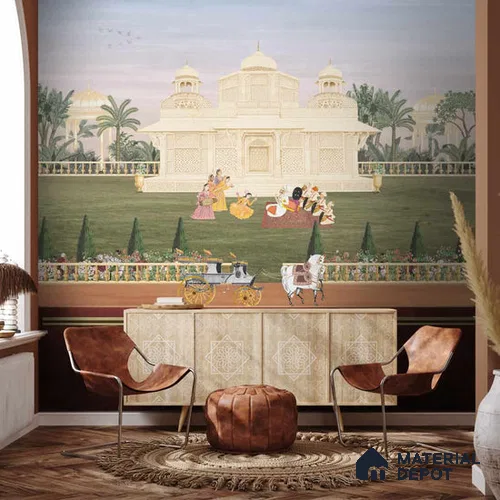 Bagaan Indian Art Inspired Luxury Canvas Wallpaper Design