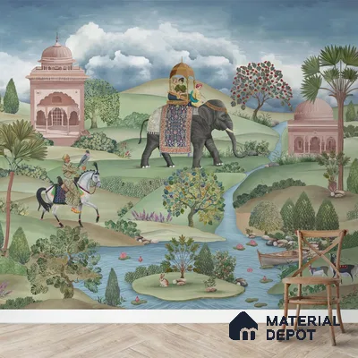 Shaan, Indian Scenic Design Customised Handmade Wallpaper for Rooms