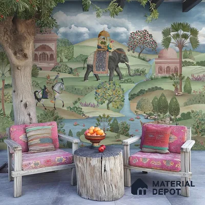 Shaan, Indian Scenic Design Customised Handmade Wallpaper for Rooms