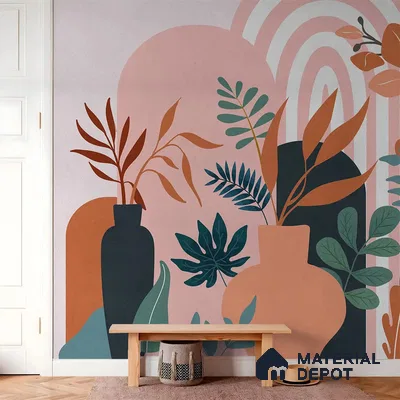 Boho Botanica Abstract Customised Soft Feel Wallpaper for Rooms