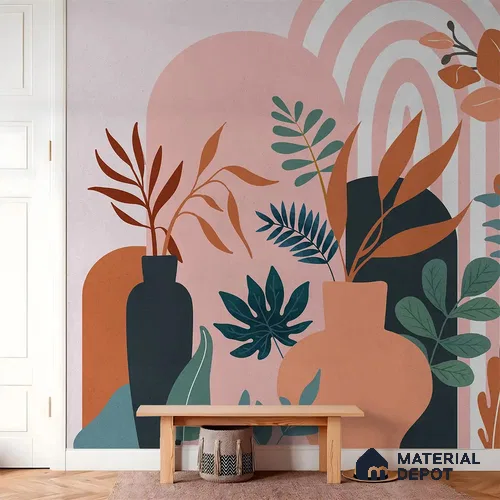 Boho Botanica Abstract Customised Soft Feel Wallpaper for Rooms