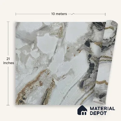 MH 207 | 10 Meter x 21 Inches Marble Look Wallpaper - 57.37 Sq. Ft. | Minimum 10% wastage during installation