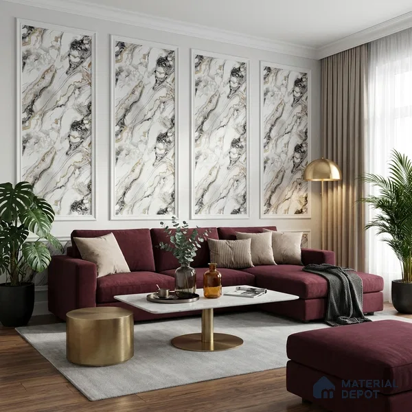 MH 207 | 10 Meter x 21 Inches Marble Look Wallpaper - 57.37 Sq. Ft. | Minimum 10% wastage during installation
