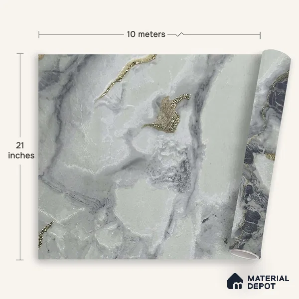 MH 208 | 10 Meter x 21 Inches Marble Look Wallpaper - 57.37 Sq. Ft.