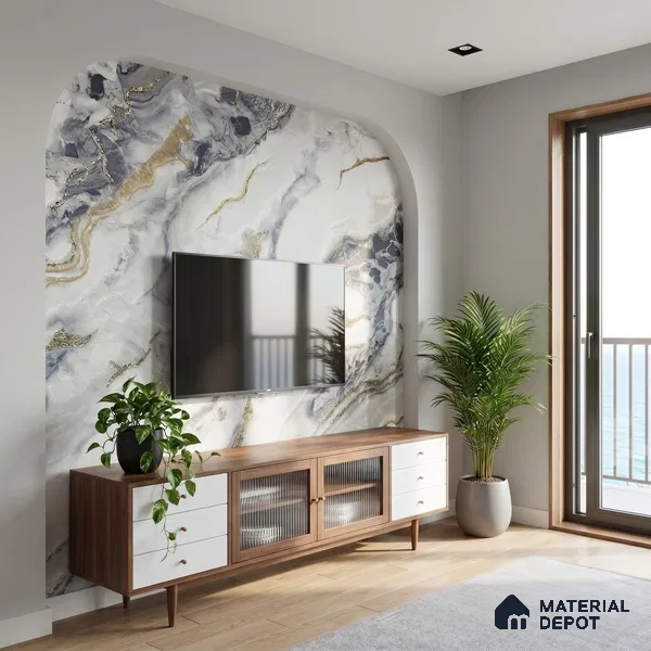 MH 208 | 10 Meter x 21 Inches Marble Look Wallpaper - 57.37 Sq. Ft.