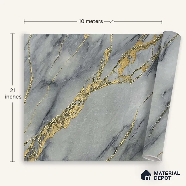 MH 227 | 10 Meter x 21 Inches Marble Look Wallpaper - 57.37 Sq. Ft.