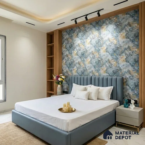 MH 278 | Grey & Gold Weathered Marble Emblem Patterned Wallpaper - 10 Meter x 21 Inches, 57.37 Sq. Ft.