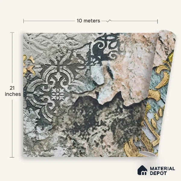 MH 277 | 10 Meter x 21 Inches Marble Look Wallpaper - 57.37 Sq. Ft. | Minimum 10% wastage during installation