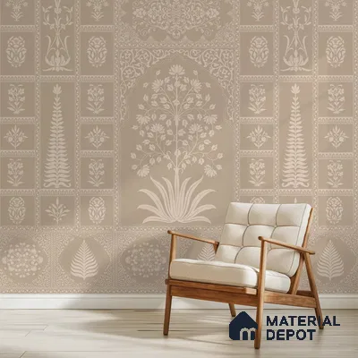 Gul Indian Mughal Art beige Customised Sandstone Wallpaper