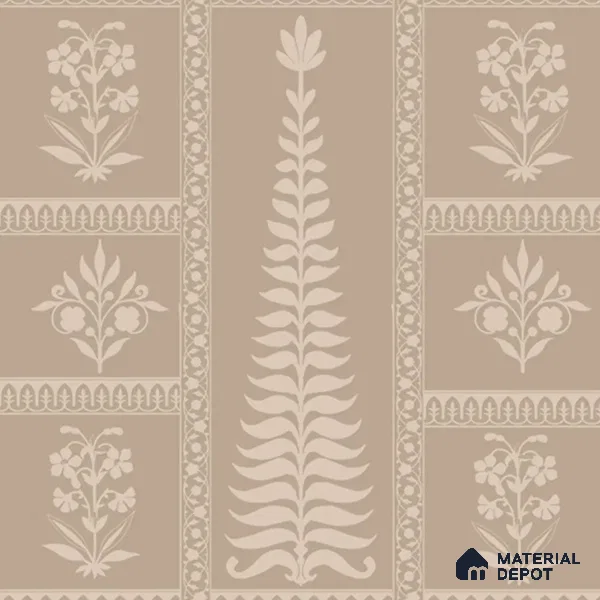 Gul Indian Mughal Art beige Customised Canvas Wallpaper