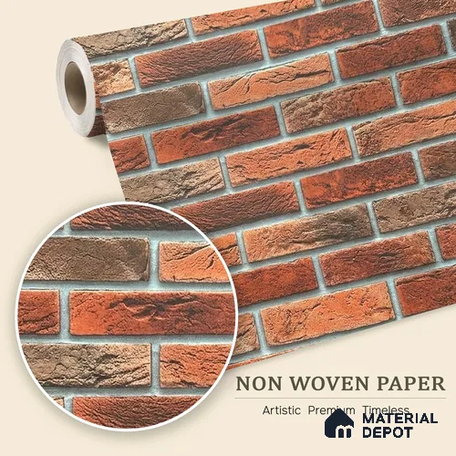 MH 253 | 10 Meter x 21 Inches Brick Look Wallpaper - 57.37 Sq. Ft. | Minimum 15% wastage during installation