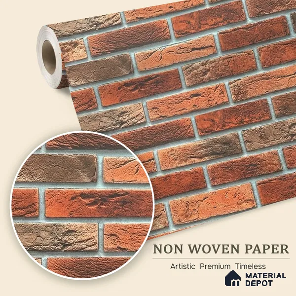 MH 253 | 10 Meter x 21 Inches Brick Look Wallpaper - 57.37 Sq. Ft. | Minimum 15% wastage during installation