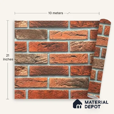 MH 253 | 10 Meter x 21 Inches Brick Look Wallpaper - 57.37 Sq. Ft. | Minimum 15% wastage during installation