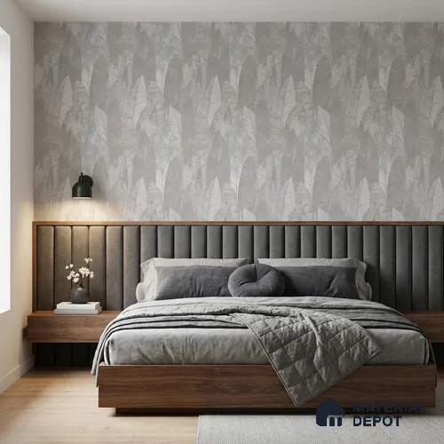 74064-1 | Grey Blue Layered Leaf Patterned Wallpaper - 5 Meter x 42 Inches, 57 Sq. Ft. (Min. 15% Wastage)