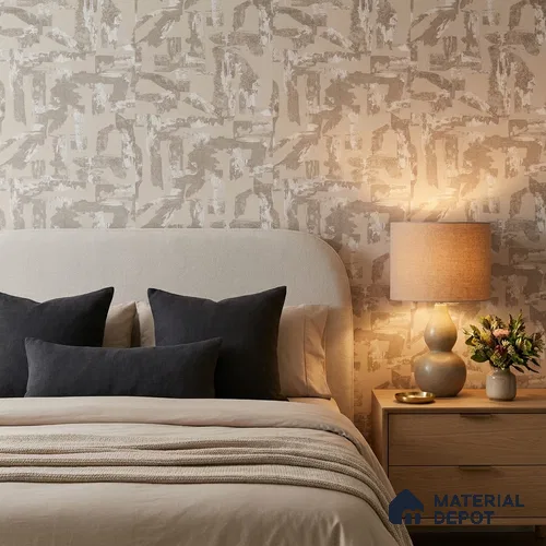 74066-2 | Warm Taupe Weathered Patchwork Patterned Wallpaper - 5 Meter x 42 Inches, 57 Sq. Ft. (Min. 15% Wastage)