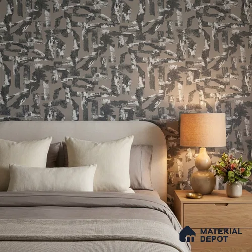 74066-4 | Charcoal Grey Weathered Patchwork Patterned Wallpaper - 5 Meter x 42 Inches, 57 Sq. Ft. (Min. 15% Wastage)