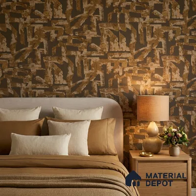 74066-5 | Brown & Copper Weathered Patchwork Patterned Wallpaper - 5 Meter x 42 Inches, 57 Sq. Ft. (Min. 15% Wastage)