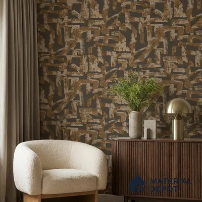74066-5 | Brown & Copper Weathered Patchwork Patterned Wallpaper - 5 Meter x 42 Inches, 57 Sq. Ft. (Min. 15% Wastage)