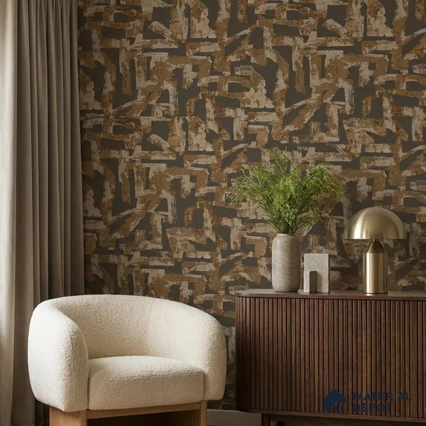 74066-5 | Brown & Copper Weathered Patchwork Patterned Wallpaper - 5 Meter x 42 Inches, 57 Sq. Ft. (Min. 15% Wastage)