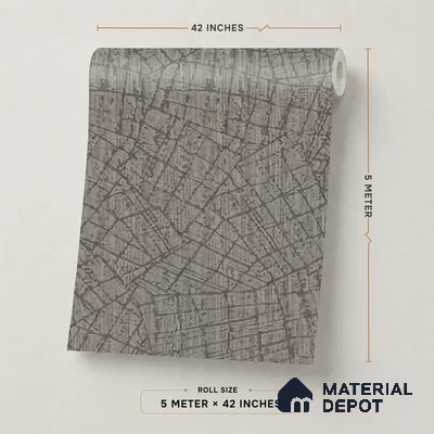 74058-4 | Grey Crackle Line Patterned Wallpaper - 5 Meter x 42 Inches, 57 Sq. Ft. (Min. 15% Wastage)