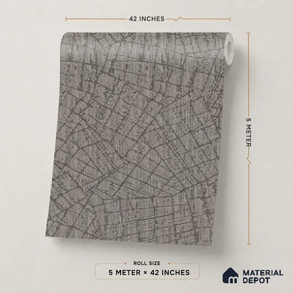74058-4 | Grey Crackle Line Patterned Wallpaper - 5 Meter x 42 Inches, 57 Sq. Ft. (Min. 15% Wastage)