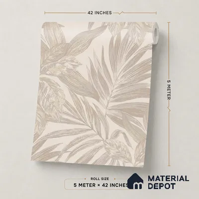 74060-2 | Pearl Beige Leaf Cluster Floral Wallpaper - 5 Meter x 42 Inches, 57 Sq. Ft. (Min. 15% Wastage)