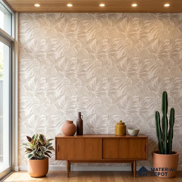 74060-2 | Pearl Beige Leaf Cluster Floral Wallpaper - 5 Meter x 42 Inches, 57 Sq. Ft. (Min. 15% Wastage)