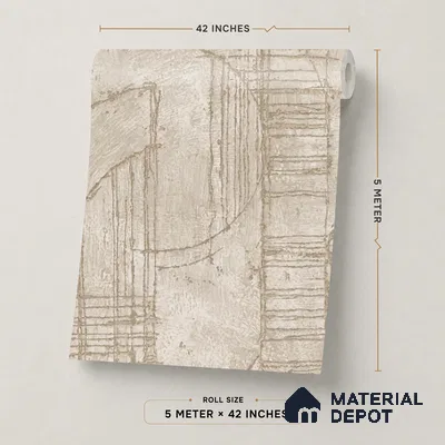 74062-3 | Golden Beige Architectural Sketch Patterned Wallpaper - 5 Meter x 42 Inches, 57 Sq. Ft. (Min. 15% Wastage)