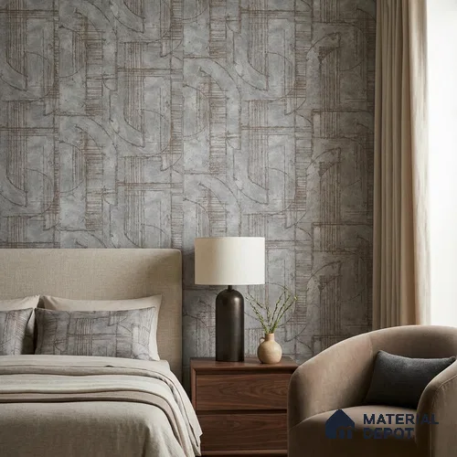 74062-4 | Blue Grey Block Line Grid Patterned Wallpaper - 5 Meter x 42 Inches, 57 Sq. Ft. (Min. 15% Wastage)