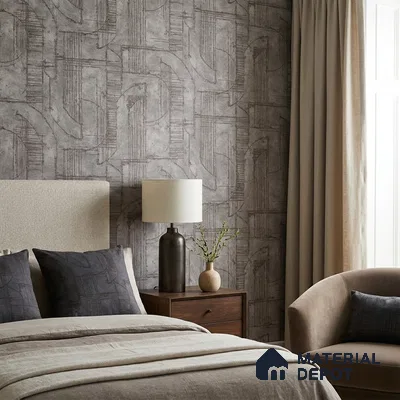 74062-5 | Grey & Gold Block Line Grid Patterned Wallpaper - 5 Meter x 42 Inches, 57 Sq. Ft. (Min. 15% Wastage)