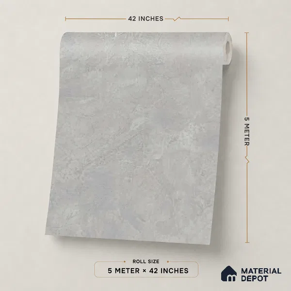 74061-1 | Grey Smooth Concrete Textured Wallpaper - 5 Meter x 42 Inches, 57 Sq. Ft. (Min. 15% Wastage)