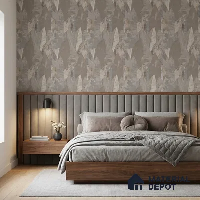 74064-3 | Grey & Brown Angular Foliage Patterned Wallpaper - 5 Meter x 42 Inches, 57 Sq. Ft. (Min. 15% Wastage)