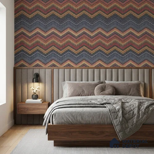 74053-3 | Multicolor Chevron Zigzag Patterned Wallpaper - 5 Meter x 42 Inches, 57 Sq. Ft. (Min. 15% Wastage)